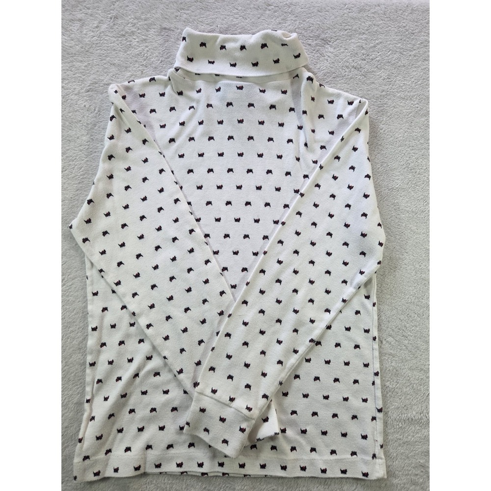 Vintage Currants Scottie Dog Print Mock Turtleneck Women's M Made USA 90s